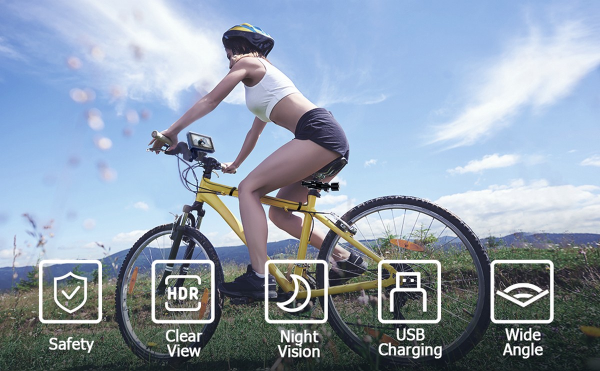 dviračio apsaugos kamera su monitoriumi