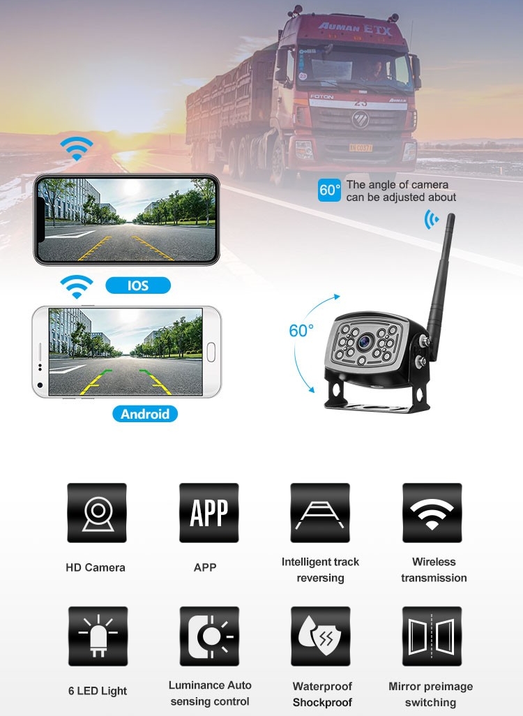 wifi automobilio atbulinės eigos kamera