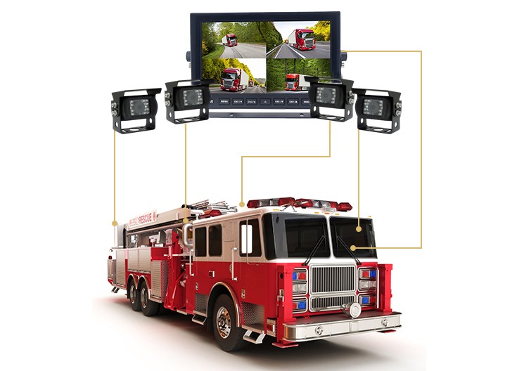 kameros ir monitoriaus surinkimas gaisriniam automobiliui