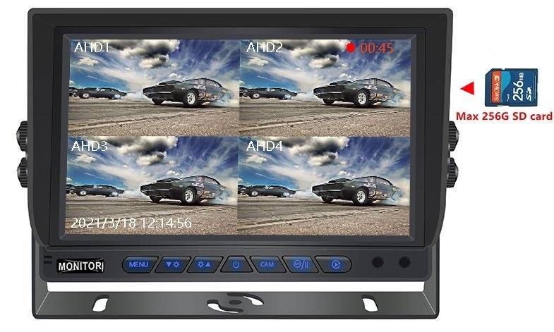 10 colių automobilio monitorius su 256GB SD kortele
