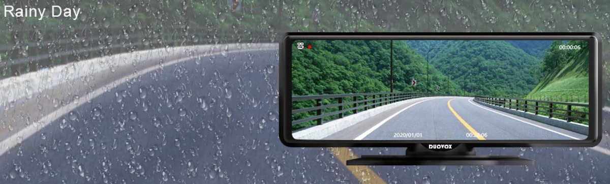 geriausia automobilio kamera su naktiniu matymu duovox v9 - lietus