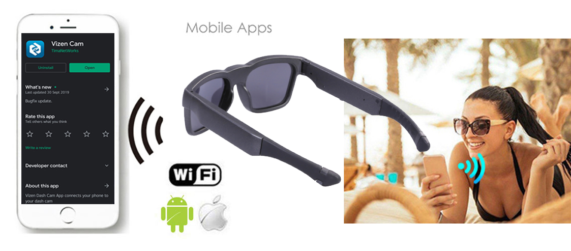tiesioginės transliacijos wifi akiniai – šnipų akiniai nuo saulės