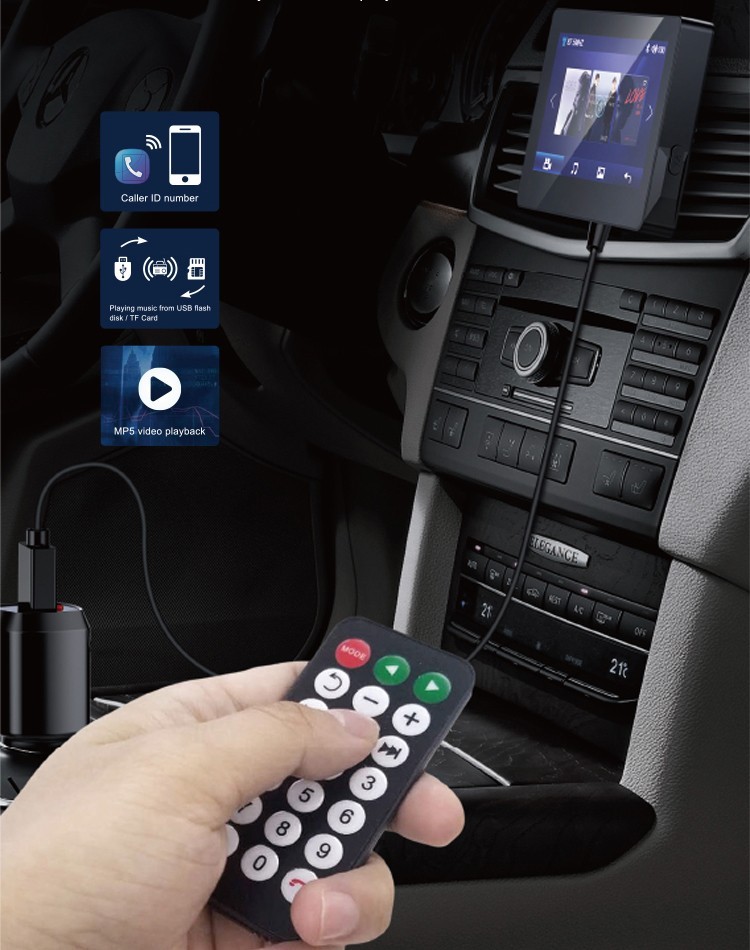 automobilio monitorius su laisvų rankų įrangos fm siųstuvu ir vaizdo įrašu